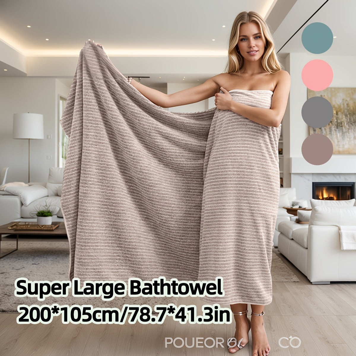 Extra Large Bath Towel 78x41 Inch – Striped Coral Fleece Quick-Dry Space Theme Towel, Absorbent Lint-Free Bath Sheet for Home Beach Outdoor, Holiday Gift