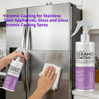 Ceramic Coating Spray for Stainless Steel Appliances - Fingerprint & Stain Repellent, Glossy Shine Formula for Sinks, Countertops & Glass, Citric Acid & Glycerin Formula, Kitchen & Bathroom Use
