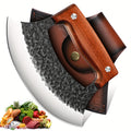 Hand-Forged Ulu Rocker Pizza Cutter & Mezzaluna Chef Knife – High Carbon Steel or Stainless Steel with Rosewood Handle, Leather Sheath & Gift Box – Kitchen, Camping & BBQ – Birthday Gift for Men