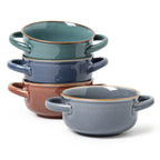 Colorful Ceramic Double-Handled Bowl Set Dopamine Style 28oz Extra-Large – Microwave & Dishwasher Safe for Soup, Salad, Pasta & Ramen – 2 or 4 Piece, Assorted Colors