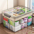 Large Capacity Pill Organizer Box with Easy-Grip Handles – Multi-Layer Plastic Medicine Storage Container for Home, Travel & Office, Secure Space-Saving Household Sundries Organizer