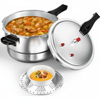Stovetop Pressure Cooker Aluminum 4.5 6 8 Quart with Safety Release Valve Multiple Protections for Family Meals Canning & Catering Multi-Stovetop Compatible