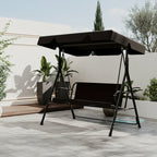 Outdoor Patio Swing Glider with Canopy & Heavy Duty Stand, Adjustable Bracket, Rust-Proof Powder Coated Frame, Sun Shade Polyester Canopy, Adult Porch Swing for Garden, Lawn and Backyard