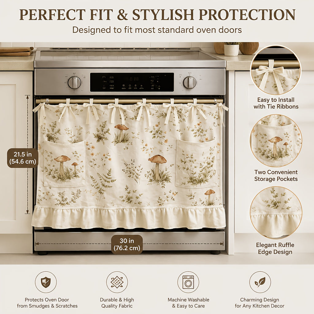 Appliance Skirt Curtain with Pockets – Farmhouse Kitchen Decor, Blackout Polyester, Grommet Top, Ruffled Trim | Hides Dishwasher, Washing Machine & Range Clutter | Nuvia Haven