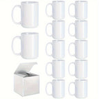 Sublimation Mugs 12 Pack White Coffee Cups with Gift Boxes - 11oz & 15oz Blank Ceramic Mugs for DIY Printing, Bulk Gifts & Custom Orders
