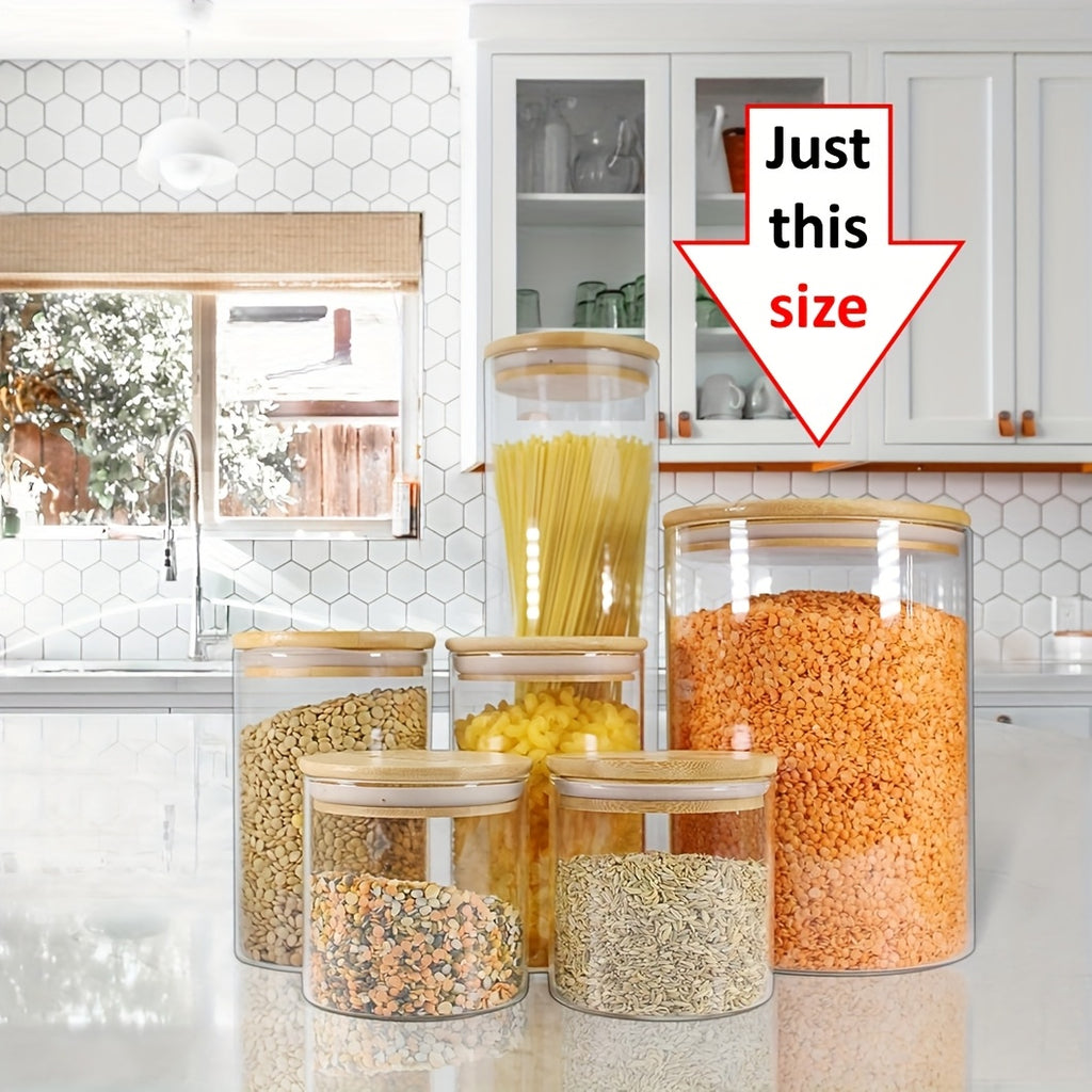 Glass Canisters for Kitchen Counter Set of 2 Large 101oz Airtight Lids, Wooden Lid Cookie Jars, Food Storage Containers for Sugar, Flour, Pasta, Coffee Beans & Candy