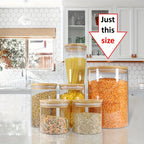 Glass Canisters for Kitchen Counter Set of 2 Large 101oz Airtight Lids, Wooden Lid Cookie Jars, Food Storage Containers for Sugar, Flour, Pasta, Coffee Beans & Candy