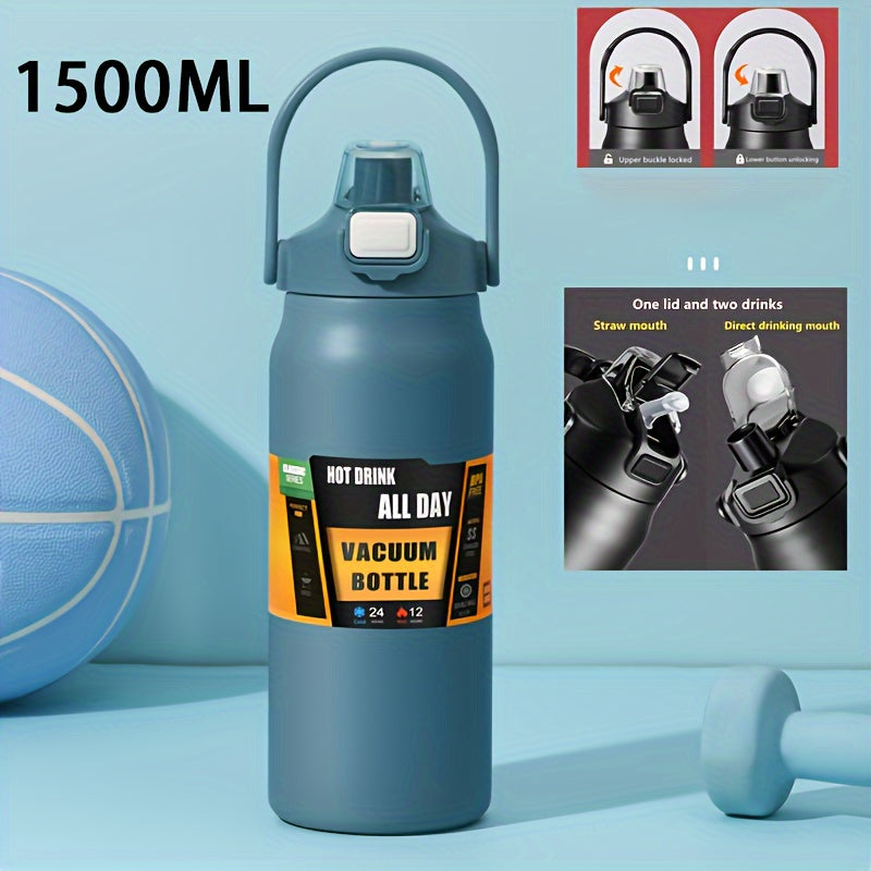 Large Capacity Vacuum Insulated Tumbler 1200ml/1500ml Stainless Steel - Leakproof Travel Mug Keeps Hot & Cold, for Travel Fitness Camping - Holiday Christmas Gift, 9 Colors