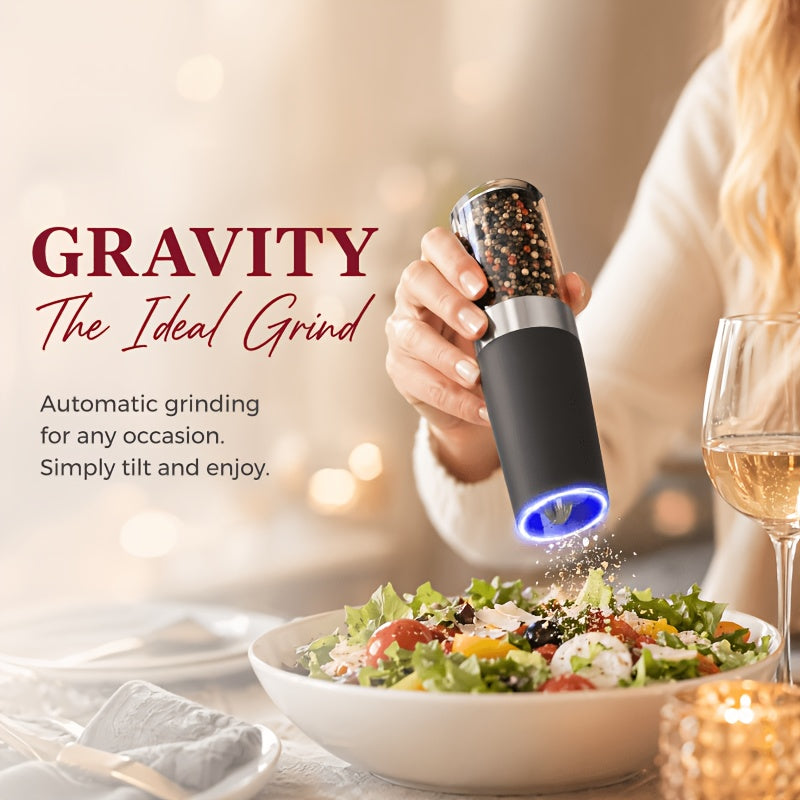Electric Salt and Pepper Grinder Set 2-Pack - Automatic Battery-Powered Mill with LED Light, Adjustable Coarseness, Large Capacity for Home Kitchen & BBQ - Great Father's Day & Birthday Gift