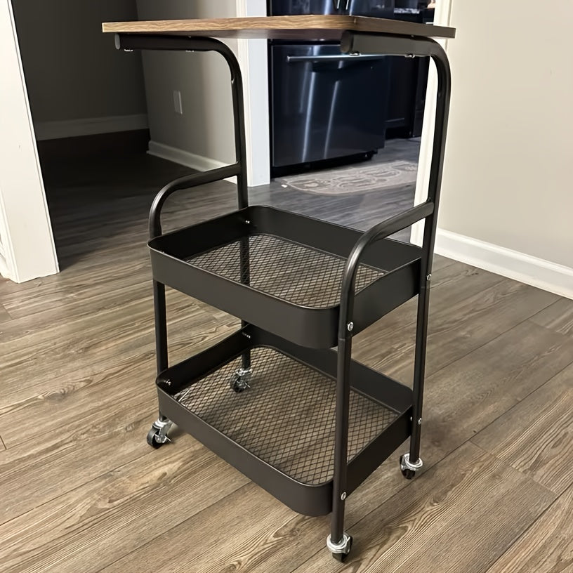 3-Tier Rolling Storage Cart with Wheels – Detachable Shelves, Portable Multi-Tier Rack for Kitchen, Bedroom, Bathroom & Snack Storage | Household Utility Cart