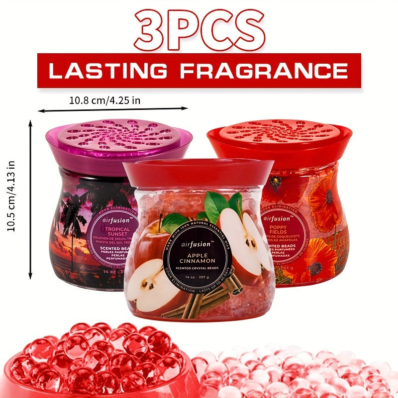 Air Freshener Scented Beads 3-Pack 14oz Each Long-Lasting Fragrance Odor Eliminator for Home Room Closet Bathroom Car Office Fabric Aromatherapy Multiple Scents