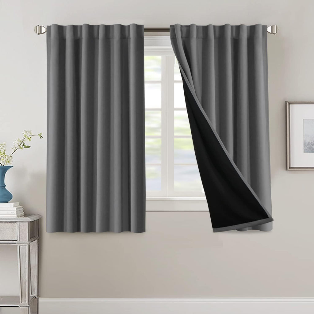 Blackout Curtains 2 Panels 100% Room Darkening 96 Inch Long – Triple Weave Thermal Insulated Back Tab & Rod Pocket Window Drapes for Bedroom & Living Room