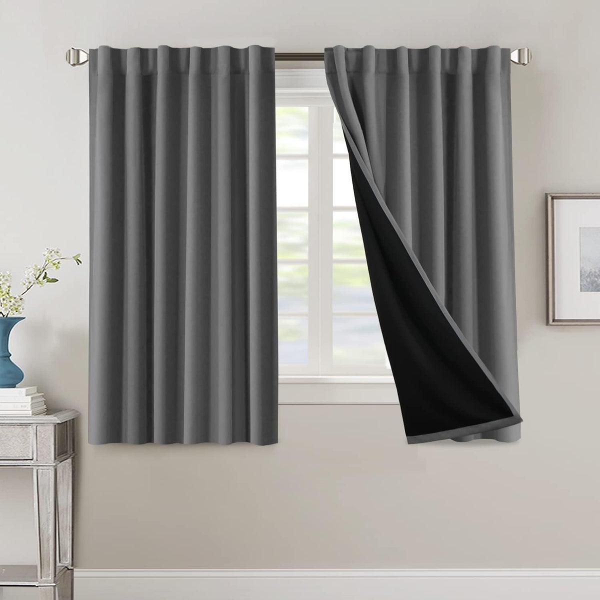Blackout Curtains 2 Panels 100% Room Darkening 96 Inch Long – Triple Weave Thermal Insulated Back Tab & Rod Pocket Window Drapes for Bedroom & Living Room