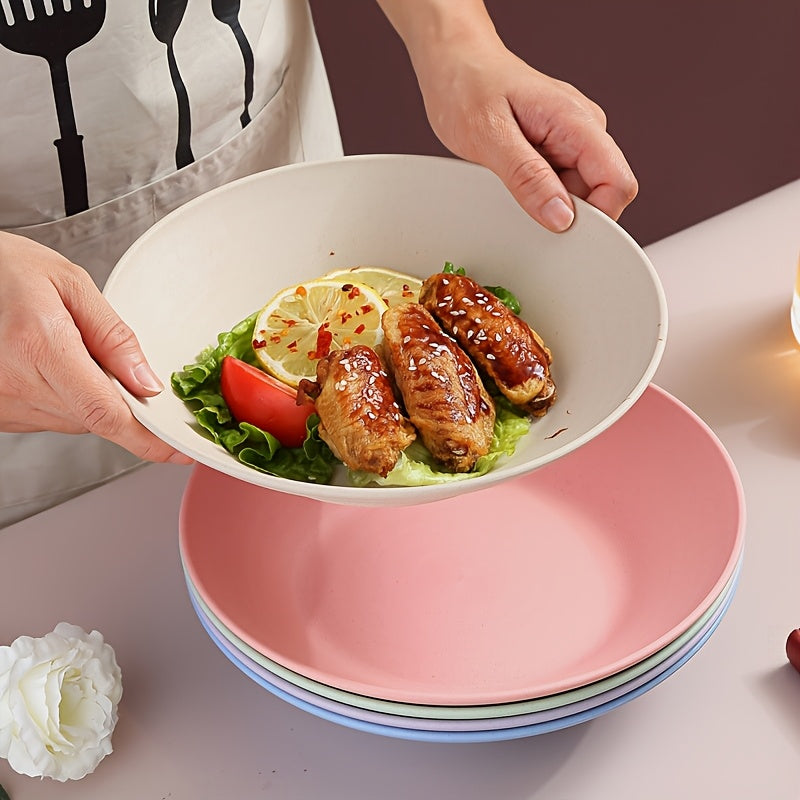 Colorful Wheat Straw Dining Plates 10-Pack – Anti-Drop Reusable Plates, Dishwasher & Microwave Safe for Home & Kitchen