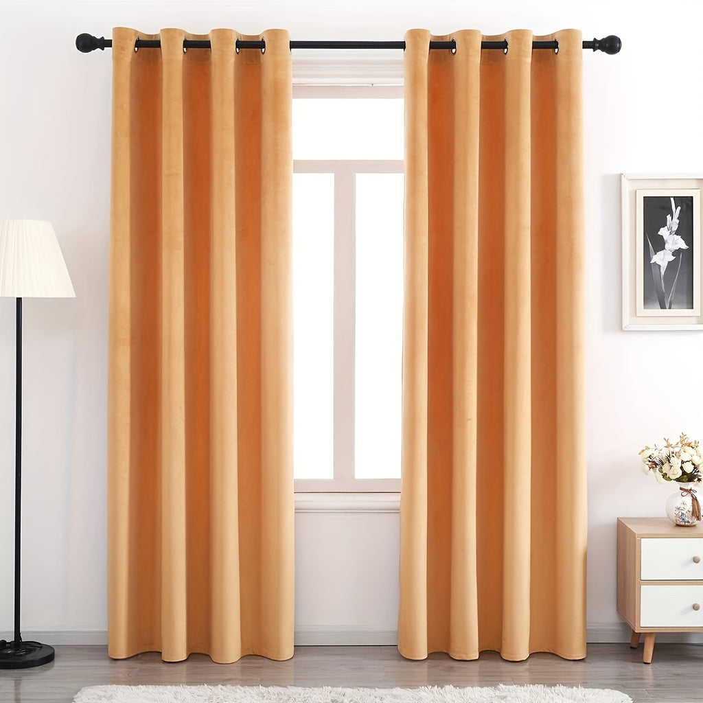 Velvet Curtains 52” Wide – Soft Grommet Thermal Insulated Light Filtering Velvet Window Panels for Bedroom | 2-Panel Set in 14 Colors & 7 Lengths