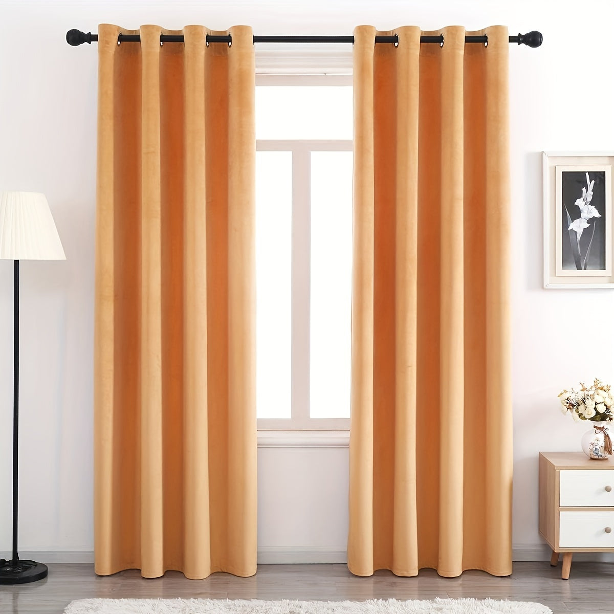 Velvet Curtains 52” Wide – Soft Grommet Thermal Insulated Light Filtering Velvet Window Panels for Bedroom | 2-Panel Set in 14 Colors & 7 Lengths