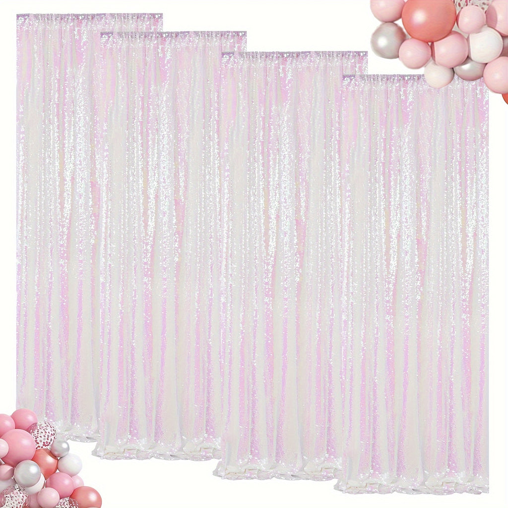 Sequin Backdrop Curtains 4 Panels 2FT x 8FT Glitter Party Decorations for Wedding Birthday Photo Booth Stage Background 30+ Colors
