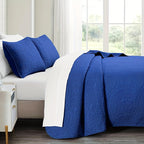 Lightweight Microfiber Quilt Set 2/3 Pcs – Coin Pattern Coverlet, Soft Breathable Bedspread for Twin Full Queen King, Back to School Dorm & Seasonal Bedroom Decor