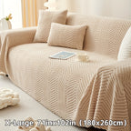 Plush Thickened Non-Slip Sofa Cover & Throw Blanket, Pet-Friendly Sofa Cushion Protector for Living Room, Bedroom & Office, 4 Sizes from 71x71 to 71x134 Inch, White Khaki Grey