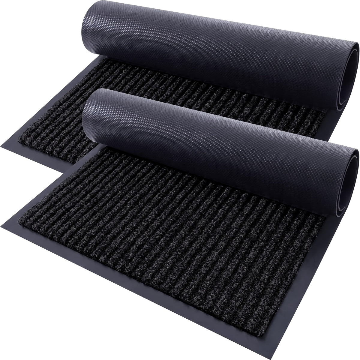 Welcome Door Mat 2-Pack Indoor Outdoor Entryway Mat Low Profile Polyester – Front Door, Patio, Porch & Mudroom Doormat – 3 Sizes & 3 Colors Available