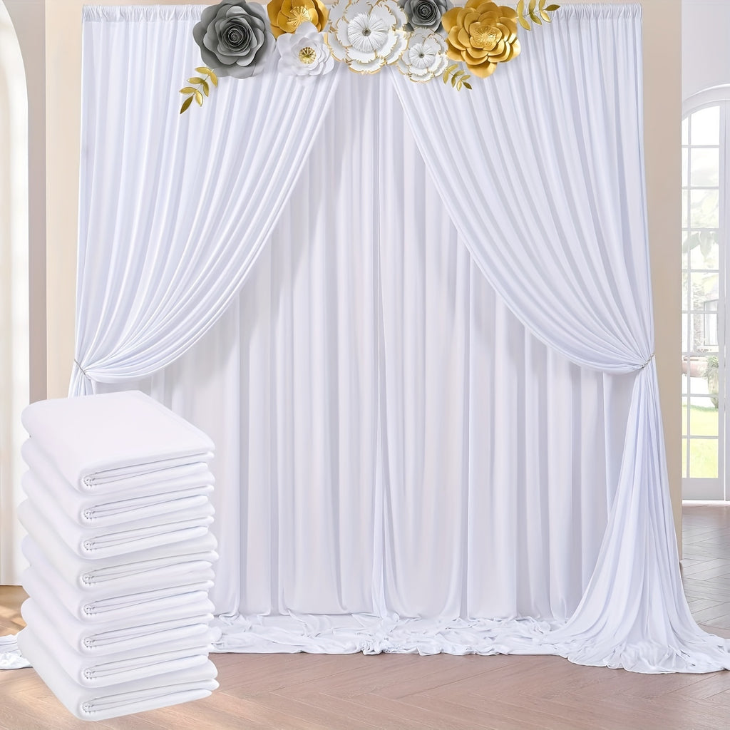Wrinkle-Free White Backdrop Curtains Polyester, Wedding Party Photo Backdrop Drapes Rod Pocket, Single Panel or Sets of 6 8 12 Pieces