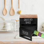 2-in-1 Wooden Garbage Bag Dispenser & Organizer - Wall-Mount or Cabinet Hanging Bag Holder for Kitchen & Bathroom, Large Capacity, White or Black