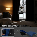 Blackout Curtains Rod Pocket 4-Panel Solid Color Lightweight Matte Drapes | 100% Light Blocking Window Curtains for Bedroom Living Room, 9 Colors 5 Sizes