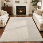 Soft Fluffy Arch Pattern Area Rug – Non-Slip Washable High-Low Pile Geometric Carpet for Living Room, Bedroom & Dining Room, Beige, Multiple Sizes