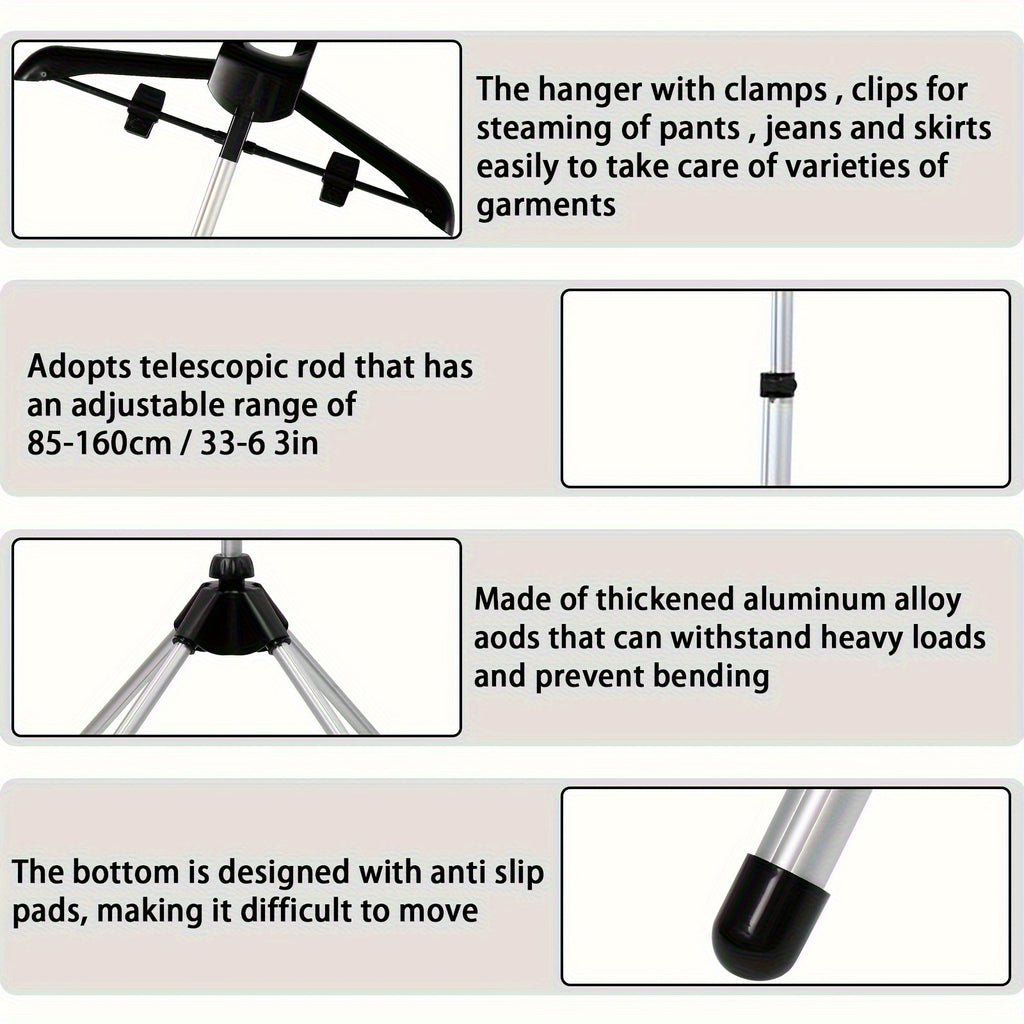 Foldable Ironing Rack & Clothes Drying Rack – Height-Adjustable, 360° Rotating Arm, Space-Saving Telescopic Laundry Stand for Home & Small Spaces | Black & Grey