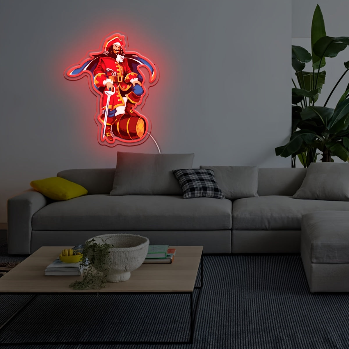 Neon Sign for Bar USB Powered LED Neon Light Wall Decor Captain Morgan Spiced Rum Sign with Push Button - Man Cave Bar Sign Home Bar Restaurant Pub Wall Hanging Decor, Red