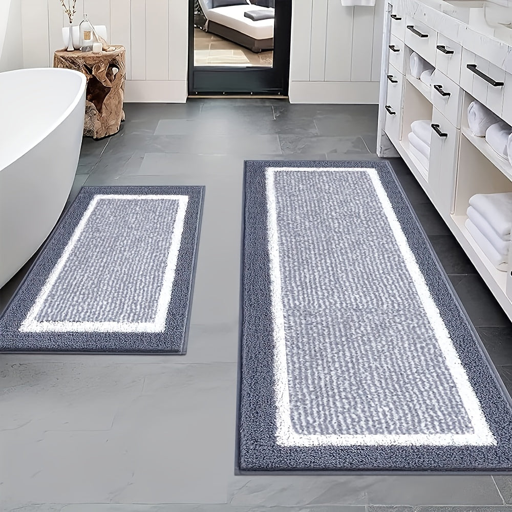 3 Piece Bathroom Rug Set Non-Slip Absorbent Microfiber Shaggy Bath Mats with U-Shaped Toilet Mat Washable Bath Rugs Dark Gray Coffee Blue Grey Black