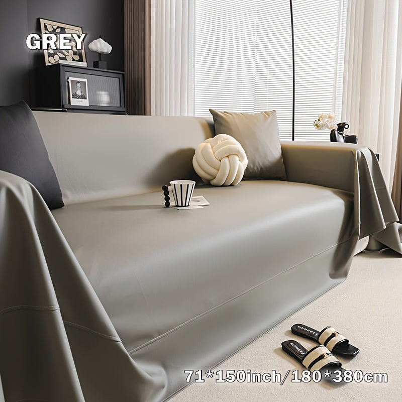Faux Leather Sofa Cover Universal Anti-Slip Pet Friendly Machine Washable Couch Slipcover All Season Light Grey Coffee Black 3 Sizes