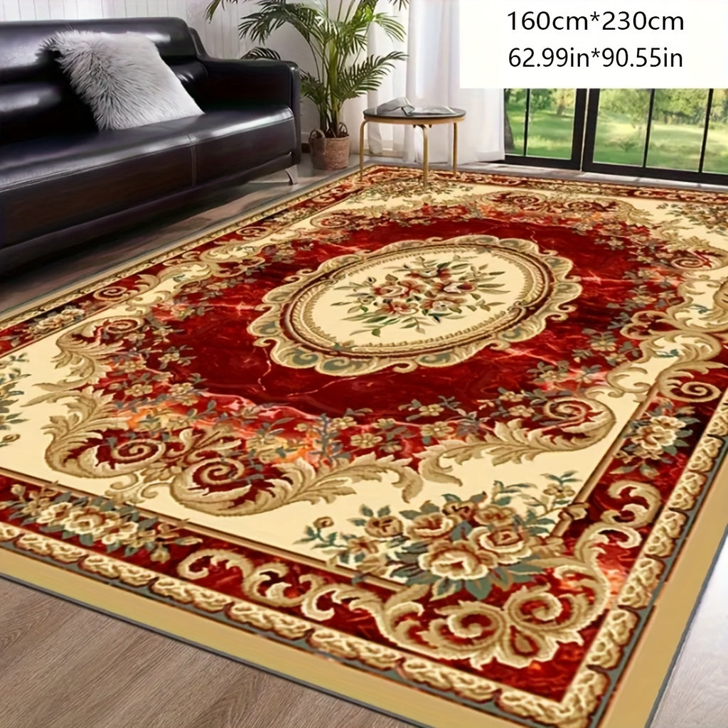 Red Cashmere-Feel Area Rug Anti-Slip Washable Soft for Living Room Bedroom Dining Office Outdoor Multiple Sizes