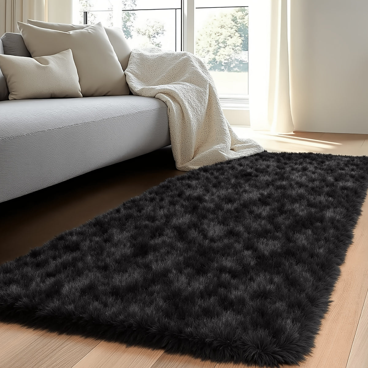Fluffy Plush Area Rug 1.6 Inch Thick Non-Slip Machine Washable Polyester Tie Dye Rectangle Carpet for Living Room Bedroom Multiple Sizes and Colors