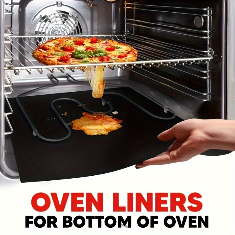 Oven Liners for Bottom of Oven 2pcs + Oil Brush - BPA Free Thick Non-Stick Oven Mats for Electric, Gas, Toaster, Convection & Microwave Ovens, Grills & BBQ