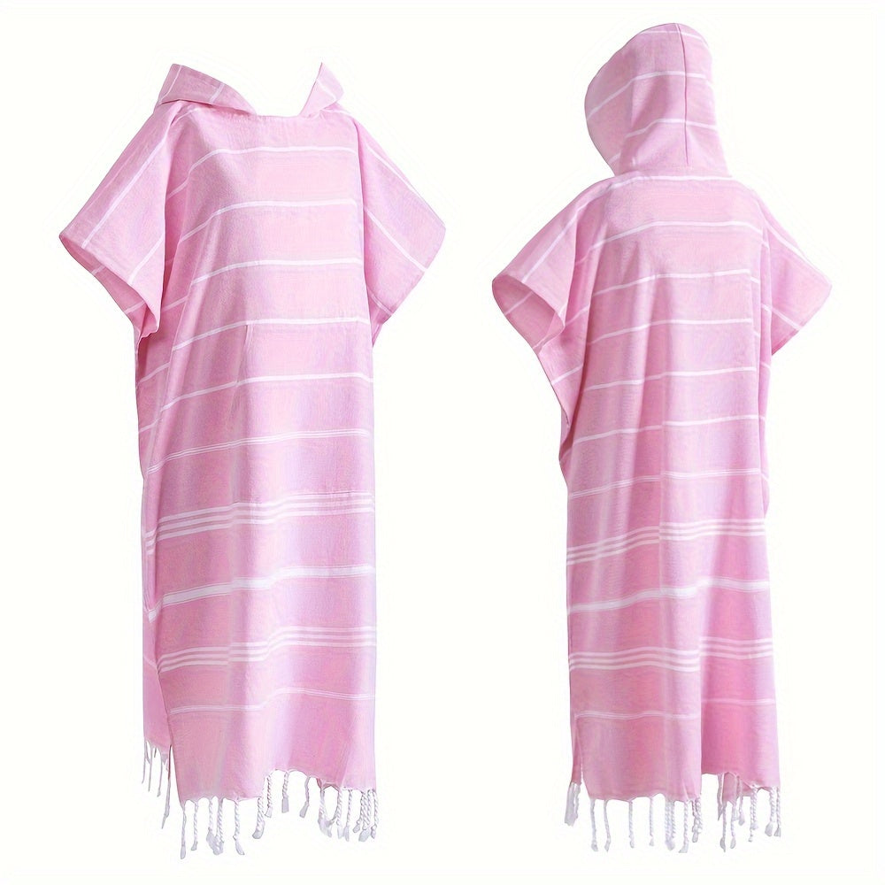 Hooded Surf Poncho Wearable Beach Towel Quick Dry Cotton Changing Robe Sandproof Lightweight for Swimming Diving Surfing Beach Bathing S L Multi Colors