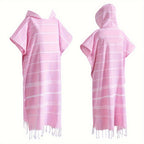 Hooded Surf Poncho Wearable Beach Towel Quick Dry Cotton Changing Robe Sandproof Lightweight for Swimming Diving Surfing Beach Bathing S L Multi Colors