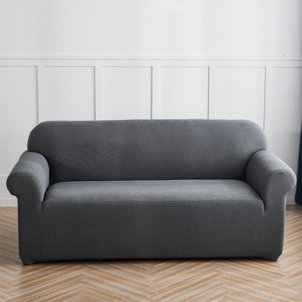 Solid Color Jacquard Sofa Cover Full Coverage High Stretch Non-Slip Machine Washable All Season Pet Friendly Couch Protector Living Room Office
