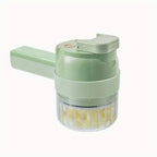 Mini Electric Food Chopper, 1-Cup USB & Battery Rechargeable Portable Garlic & Onion Slicer with Cleaning Brush — Compact Kitchen Gadget for Garlic, Onions, Celery & More, White & Green