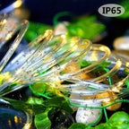 Solar String Lights Outdoor 36FT 100 LED with 8 Lighting Patterns, Waterproof Solar Powered Fairy Lights for Patio, Garden, Trail, Pool, RV, Aquarium, Christmas & Halloween Decoration, Multicolor Warm White