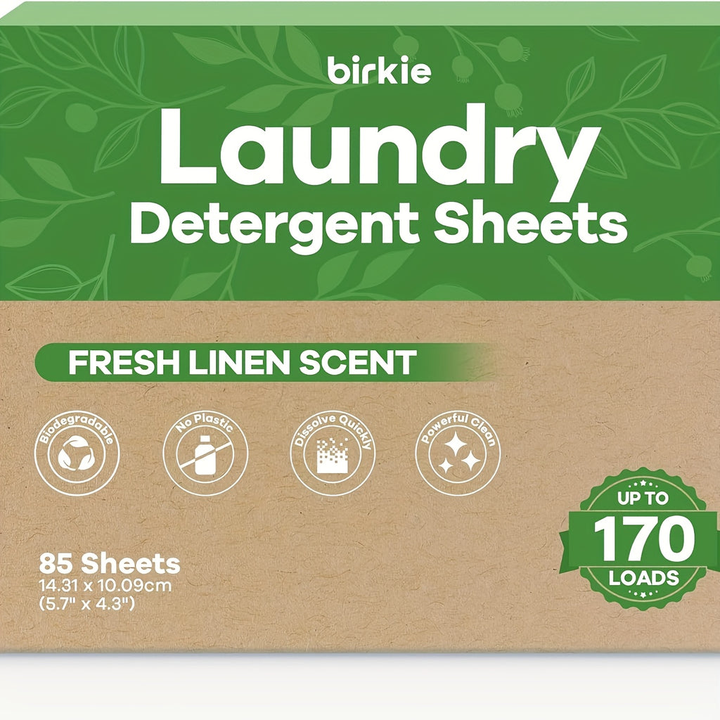 Laundry Detergent Sheets 170 Loads, Eco-Friendly Liquidless Washer Sheets, No Plastic Jug Laundry Soap, Fresh Linen Scent, HE Compatible Detergent Strips for Home & Travel