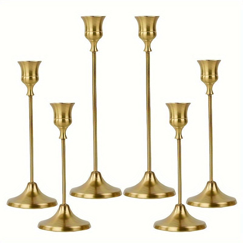 Metal Taper Candle Holders Set Elegant Detachable Base for Wedding Centerpiece Candlelit Dinner Table Decor Home Accent Copper and Black Set of 6 12 36