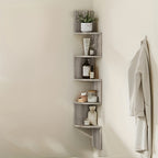 5-Tier Corner Floating Shelf Wall Mount Space-Saving Display Organizer Storage Rack for Bedroom Living Room 7.9x7.9x49.6 Inch Black White Brown