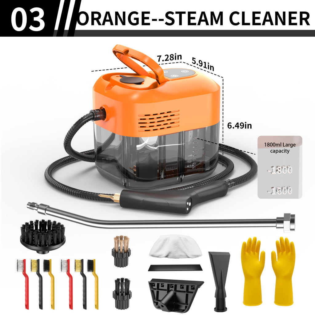 Handheld Steam Cleaner Large-Capacity with Extra-Large Water Tank – Rapid Heating Portable Multi-Function Cleaner for Floors, Cars, Fabrics, Kitchen & Bathroom Tile Grout