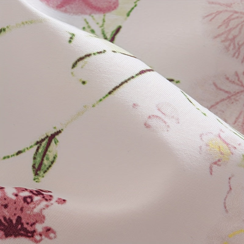 Floral Sheet Set 4 Piece – Fresh Natural Flower Plant Print Fitted Sheet Flat Sheet 2 Pillowcases, Soft Breathable All-Season Bedding for Bedroom & Dorm