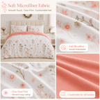 Duvet Cover Set Multicolor Floral Print Queen King Twin Full - 3-Piece Soft Breathable Bedding with Pillowcases, Boho Bedroom Decor All-Season