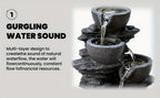 Tabletop Water Fountain Indoor Resin Waterfall with LED Light Realistic Rock Design Plug-In Soothing Ambiance for Bedroom Living Room Office Meditation Desk Decor