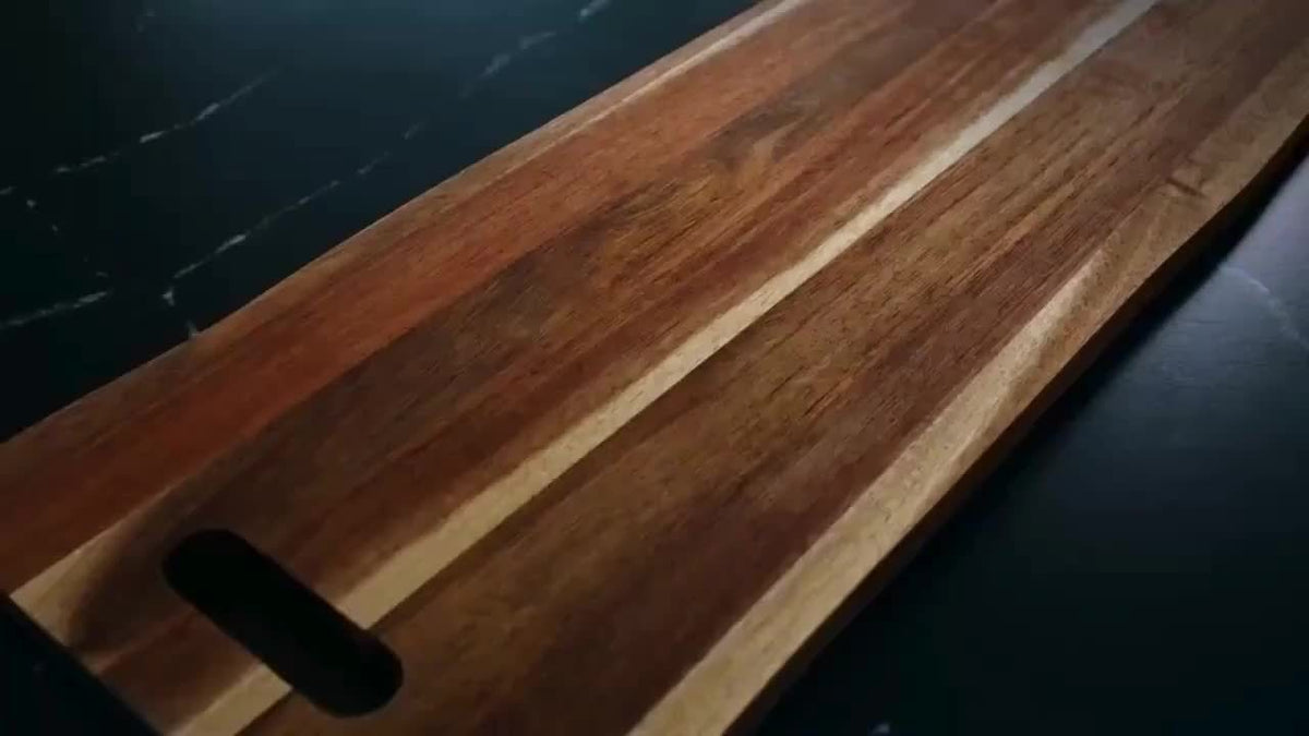 Extra Large Acacia Wood Charcuterie Board 36x12 Inch with Handles and 2 Stands - 3ft Rectangular Cheese and Meat Serving Platter for Party Entertaining - Oversized Grazing Board Gift