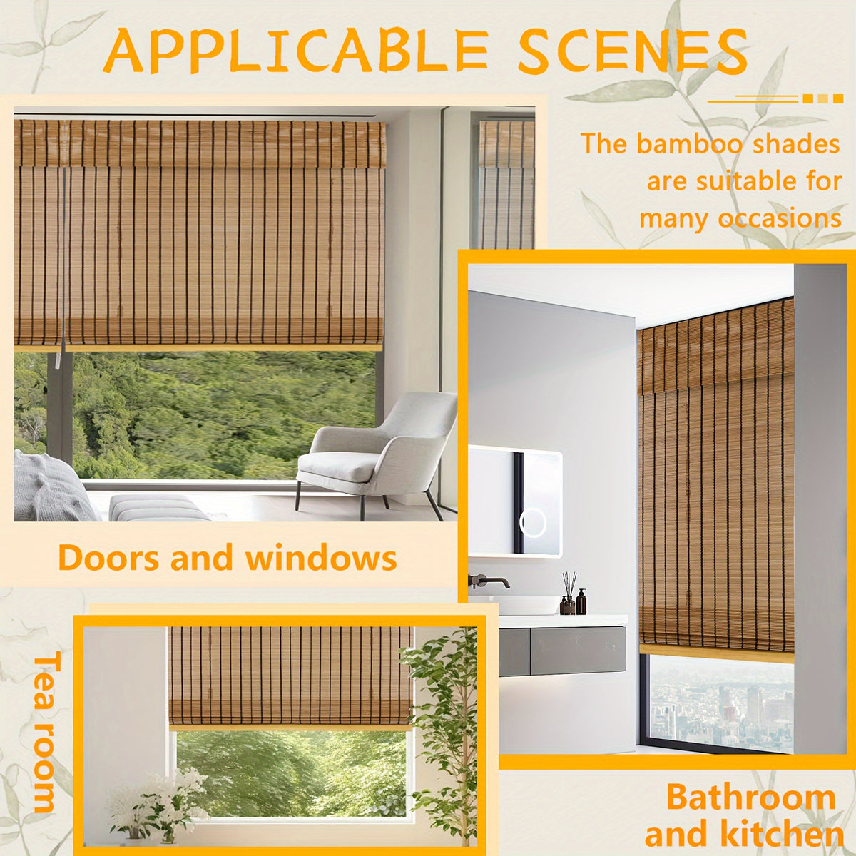 Bamboo Roman Shade – Light Filtering, Adjustable Lift System, Easy Install | Living Room & Home Decor | 13 Sizes | Nuvia Haven