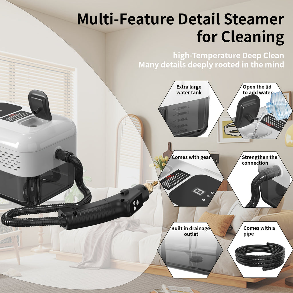 Portable Steam Cleaner 2500W High-Temperature High-Pressure Household Cleaner – 9-Speed Carpet & Floor Steam Mop with 1200ml Tank, Handle Switch, 3 Models: Basic, Upgraded & Intelligent